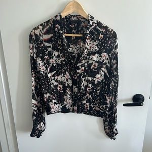 All Saints Black and Print Blouse